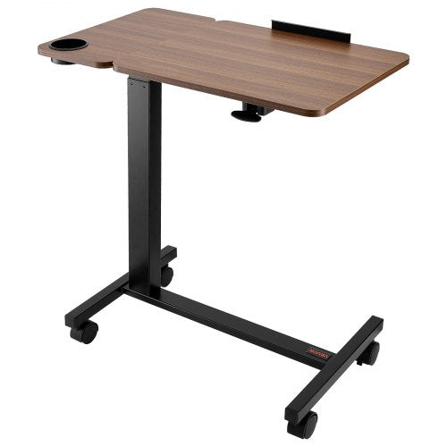 Overbed Table Mobile Bed Side Table with Flip Desktop and 4 Wheels Height