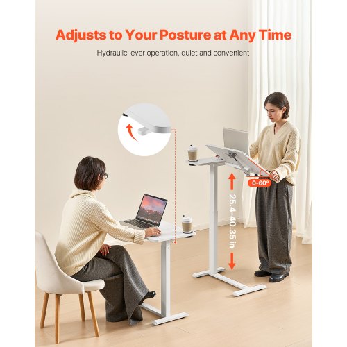 Overbed Table Mobile Bed Side Table with Flip Desktop and 4 Hidden Wheels