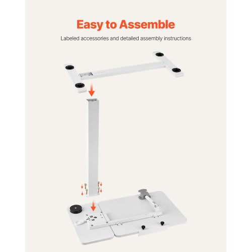 Overbed Table Mobile Bed Side Table with Flip Desktop and 4 Hidden Wheels