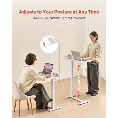 Overbed Table Mobile Bed Side Table with 4 Hidden Wheels Height Adjustable