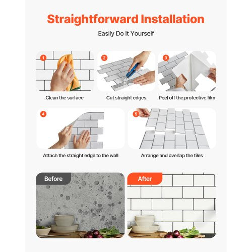 Peel and Stick Backsplash 10Sheet 12 x 12 x 078 inch 305 x 305 x 2.0 mm