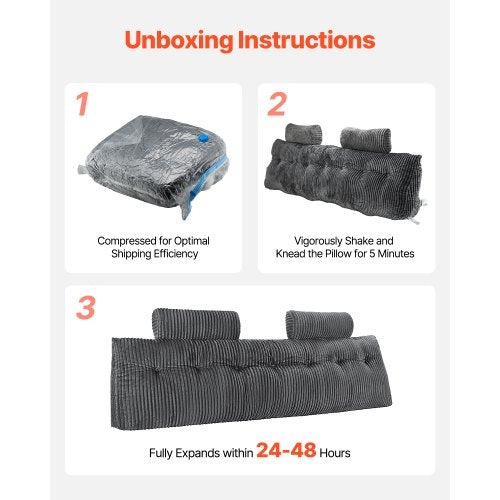 Headboard Pillow King Size Wedge Headboard Pillow with 2 Side Pockets