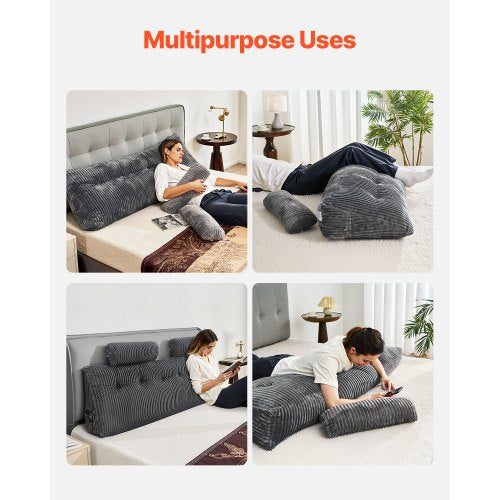 Headboard Pillow King Size Wedge Headboard Pillow with 2 Side Pockets