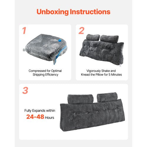 Headboard Pillow Queen Size Wedge Headboard Pillow with 2 Side Pockets and 2