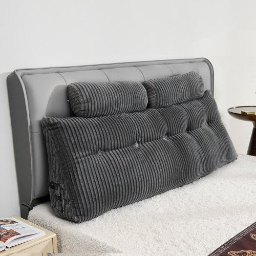 Headboard Pillow Queen Size Wedge Headboard Pillow with 2 Side Pockets and 2