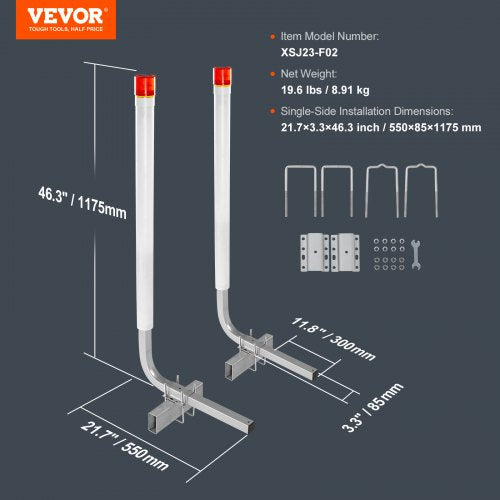 Marine Trailer Guide Set 46” LED Illuminated Guide Poles Pair of Steel