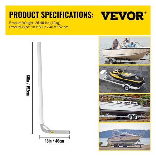 Boat Trailer Guideon 60 2PCS Steel Trailer Post Guide ons with White