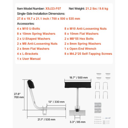 Marine Trailer Assistant 276” Flexibly Adjustable Bunk GuideOns Pair of Durable
