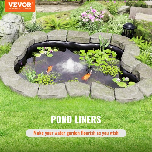 Pond Liner 10 x 13 ft 20 Mil Thickness Pliable LLDPE Material Pond Skins