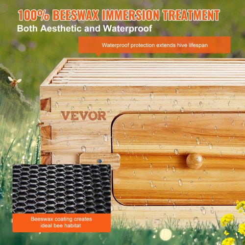 Bee Hive Deep Box Starter Kit 100 Beeswax Coated Natural Cedar Wood