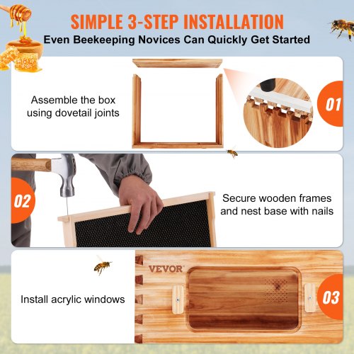 Bee Hive Deep Box Starter Kit 100 Beeswax Coated Natural Cedar Wood