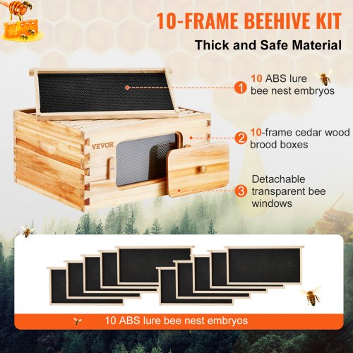 Bee Hive Deep Box Starter Kit 100 Beeswax Coated Natural Cedar Wood