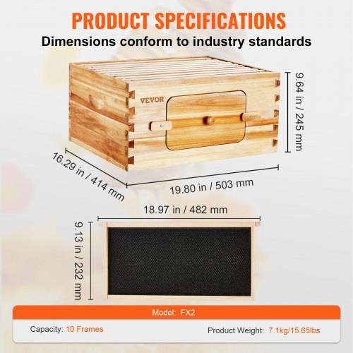 Bee Hive Deep Box Starter Kit 100 Beeswax Coated Natural Cedar Wood