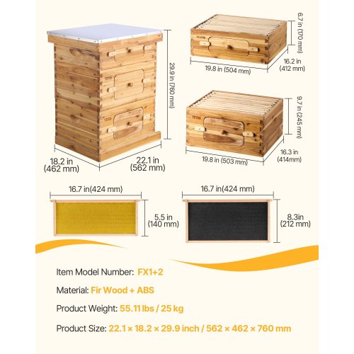 Bee Hive 30 Frame Bee Hives Starter Kit Beeswax Coated Fir Wood 2 Deep 1