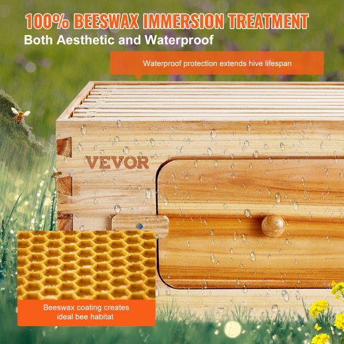 Bee Hive Medium Box Starter Kit 100 Beeswax Coated Natural Cedar Wood