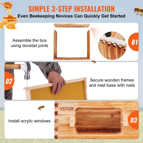 Bee Hive Medium Box Starter Kit 100 Beeswax Coated Natural Cedar Wood