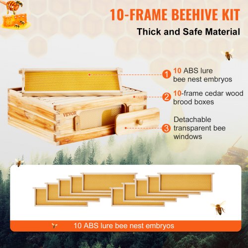 Bee Hive Medium Box Starter Kit 100 Beeswax Coated Natural Cedar Wood