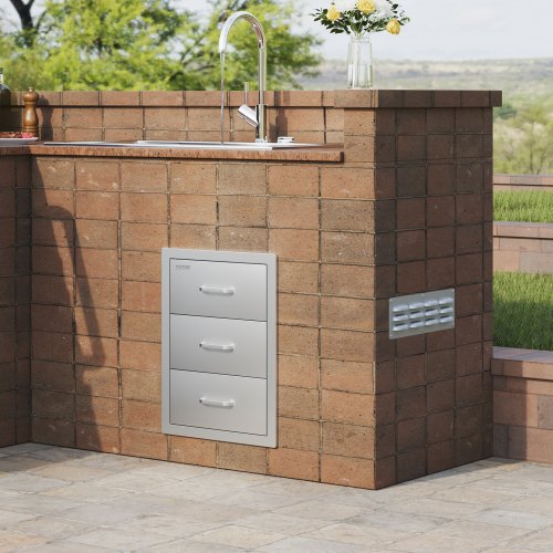Outdoor Kitchen Drawers 16 W x 215 H x 18 D Flush Mount Triple Access