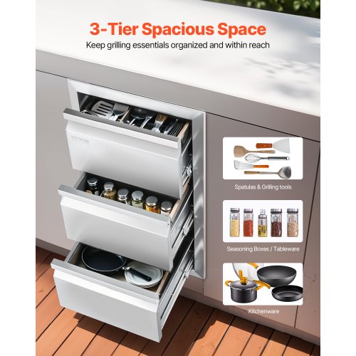 Outdoor Kitchen Drawers 15 W x 254 H x 19 D Box Frame Style Flush Mount