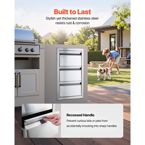 Outdoor Kitchen Drawers 15 W x 254 H x 19 D Box Frame Style Flush Mount