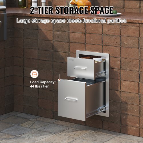 Outdoor Kitchen Drawers 13 W x 204 H x 208 D Flush Mount Double BBQ