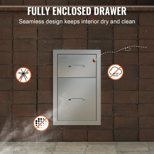 Outdoor Kitchen Drawers 13 W x 204 H x 208 D Flush Mount Double BBQ