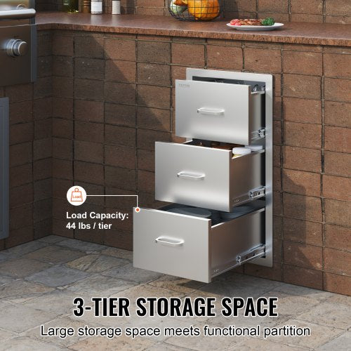 Outdoor Kitchen Drawers 16 W x 285 H x 205 D Flush Mount Triple Access