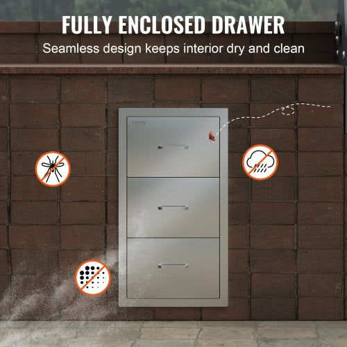 Outdoor Kitchen Drawers 16 W x 285 H x 205 D Flush Mount Triple Access