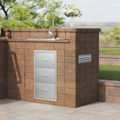 Outdoor Kitchen Drawers 16 W x 285 H x 205 D Flush Mount Triple Access