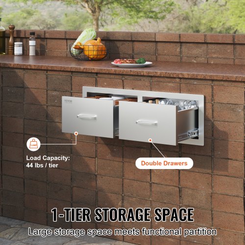 Outdoor Kitchen Drawers 30 W x 10 H x 20 D Horizontal Double BBQ Access