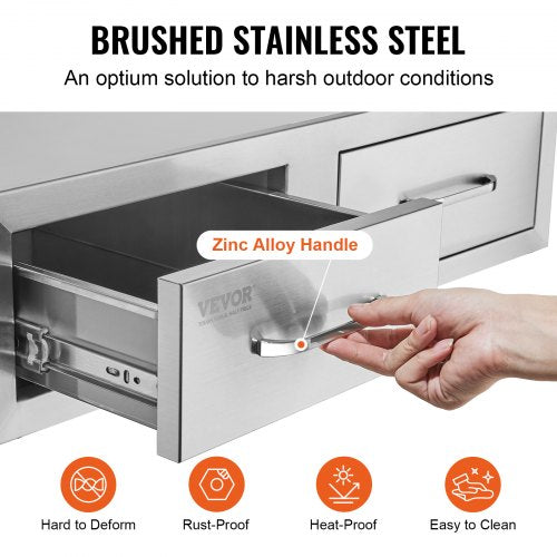 Outdoor Kitchen Drawers 30 W x 10 H x 20 D Horizontal Double BBQ Access