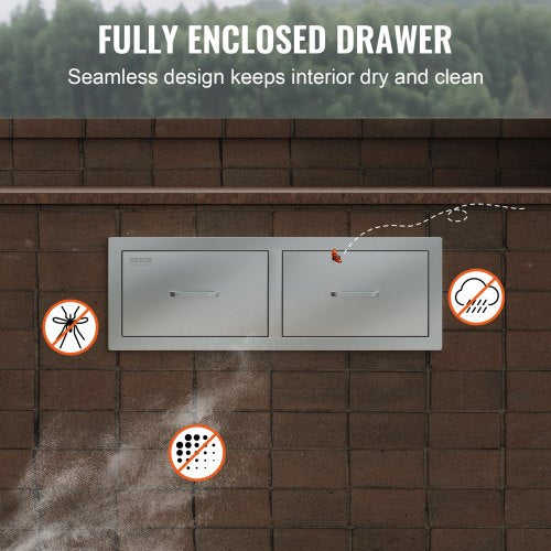 Outdoor Kitchen Drawers 30 W x 10 H x 20 D Horizontal Double BBQ Access