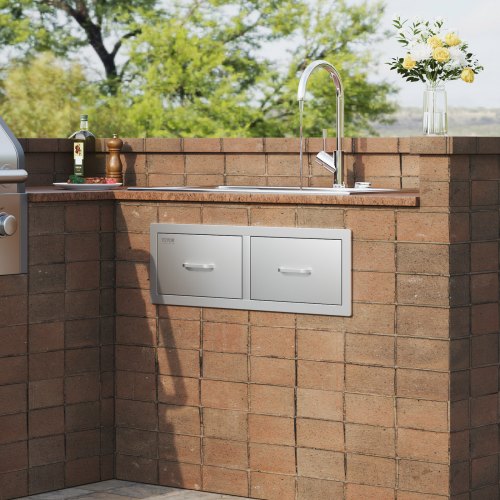 Outdoor Kitchen Drawers 30 W x 10 H x 20 D Horizontal Double BBQ Access