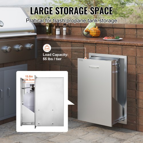 Pull Out Trash Drawer 197W x 265H Inch Outdoor Kitchen Drawers Stainless
