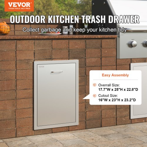 Pull Out Trash Drawer 177x228 Inch Raised Style Trash Bin with PullOut