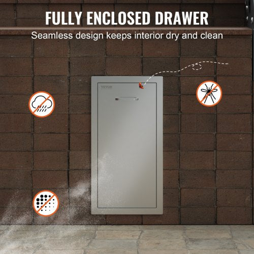 Pull Out Trash Drawer 136Wx26Hx193D Inch Lower Sliding Rails Stainless