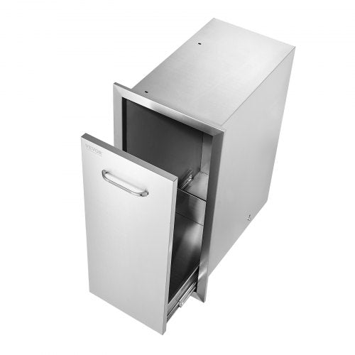 Pull Out Trash Drawer 136Wx26Hx193D Inch Lower Sliding Rails Stainless
