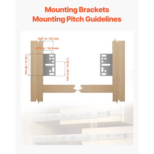 Drawer Slides Brackets 10 Pairs Drawer Rails for 100 LBS Side Mount Ball