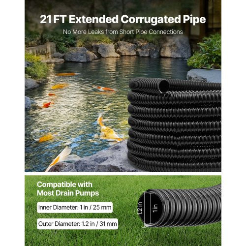 21 ft Corrugated Pond Tubing 1 inch Inner Diameter Flexible PVC Hose