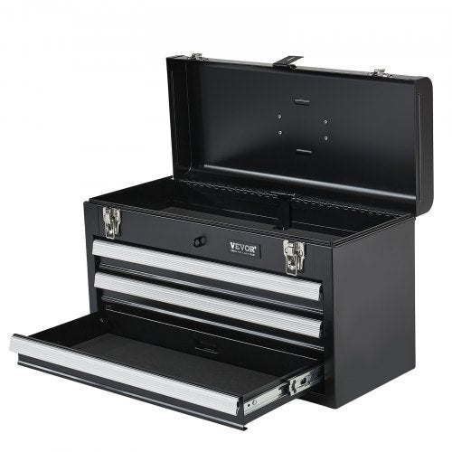 Metal Tool Box 205inch Portable Metal Tool Box with 3 Drawers Small