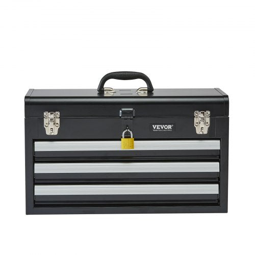 Metal Tool Box 205inch Portable Metal Tool Box with 3 Drawers Small