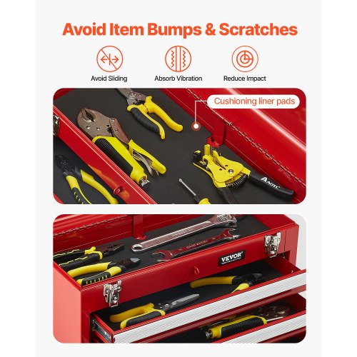Metal Tool Box 205inch Portable Metal Tool Box with 3 Drawers Small