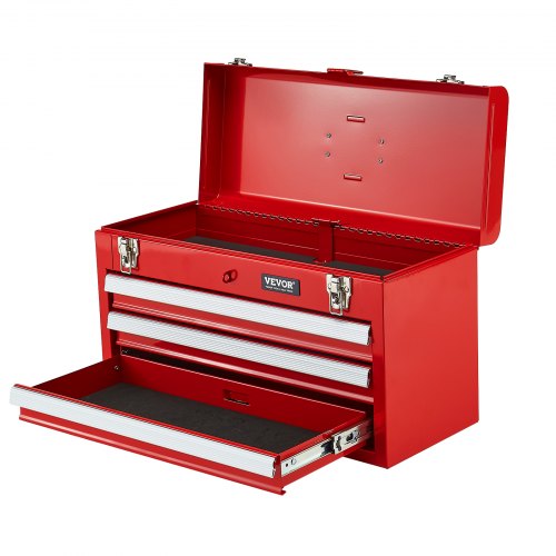 Metal Tool Box 205inch Portable Metal Tool Box with 3 Drawers Small