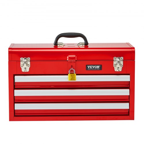 Metal Tool Box 205inch Portable Metal Tool Box with 3 Drawers Small