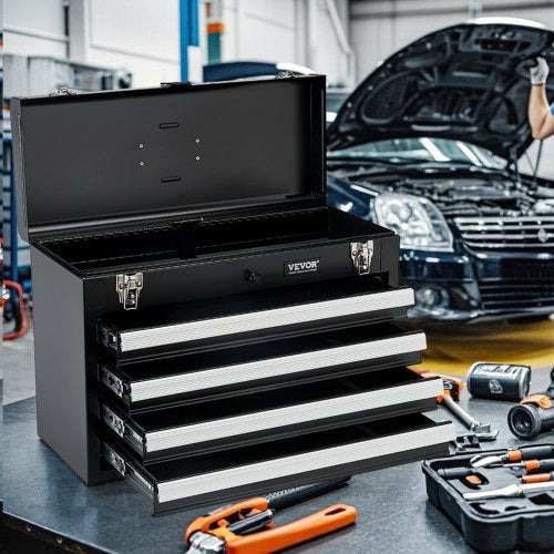 Metal Tool Box 205inch Portable Metal Tool Box with 4 Drawers Small
