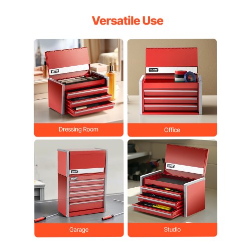 Metal Tool Box 8.6inch Portable Metal Tool Box with 3 Drawers Small Tool