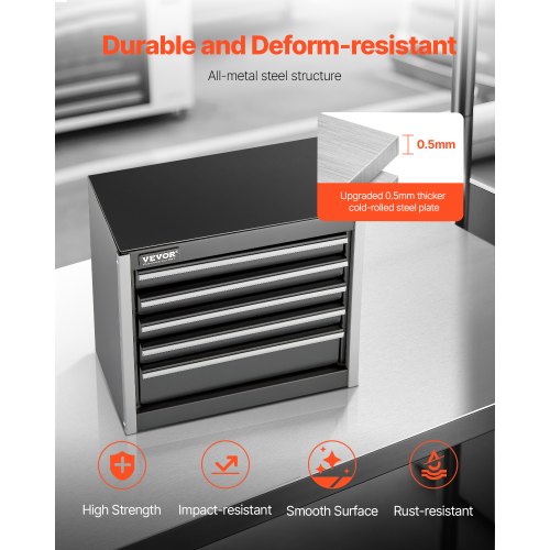 Metal Tool Box 86inch Portable Metal Tool Box with 5 Drawers Small Tool