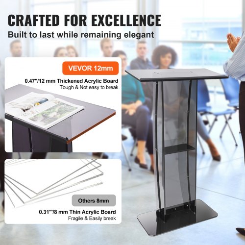 Acrylic Podium 47 Acrylic Podium Stand with Wide Reading Surface Storage