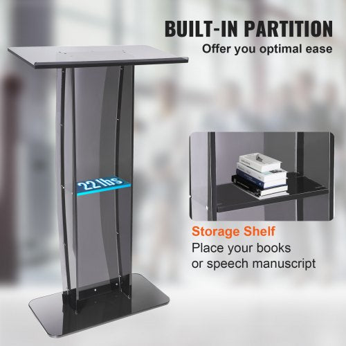 Acrylic Podium 47 Acrylic Podium Stand with Wide Reading Surface Storage