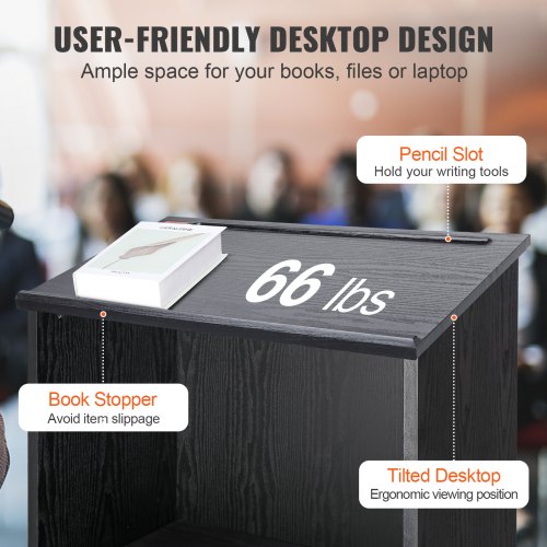 Podium Stand 47 in Hostess Stand with 4 Rolling Wheels Wood Podium with 4